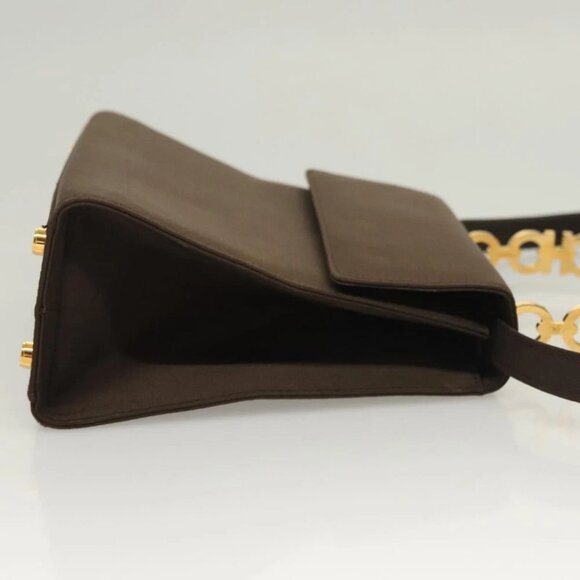 Salvatore Ferragamo Gancini Hand Bag Nylon 2way Brown Gold - Picture 3 of 14